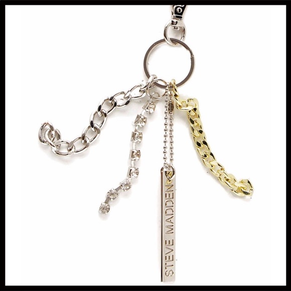 STEVE MADDEN BLACK WALLET & CRYSTAL KEY CHAIN A3C - Picture 7 of 8